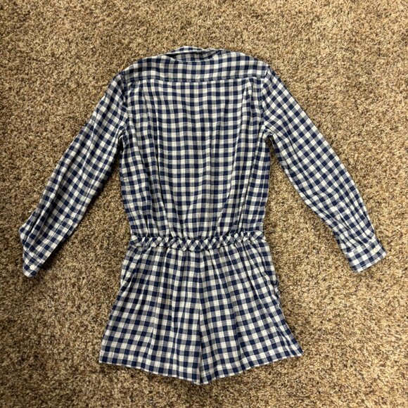 Polo Romper - Blue / White Checkerboard Pattern - Girls Size 8 - 1845 - Picture 3 of 3